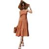 2022 Long Skirt Suspender Type Slanted Shoulder Orange Dress