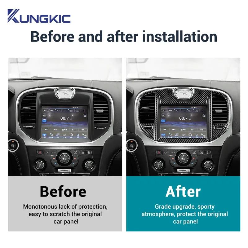 Real Soft Carbon Fiber For Chrysler 300 300C 2011 2012 2013 2014 LHD RHD Car Central Control Screen Panel Sticker Accessories