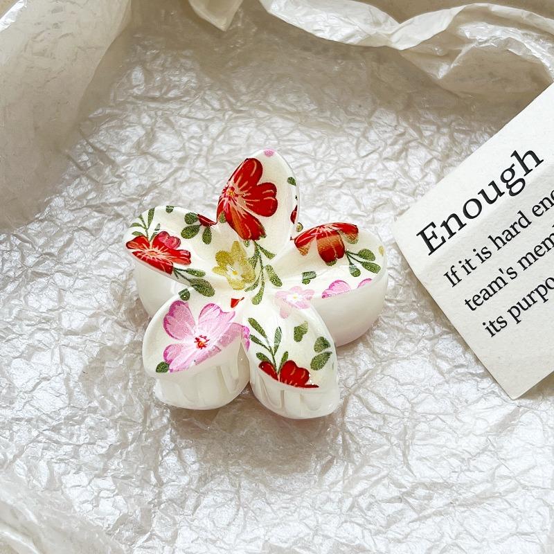 Romantic Frangipani Hair Clips with Printed Hairpins and Flower Hairpins for The Back of The Head