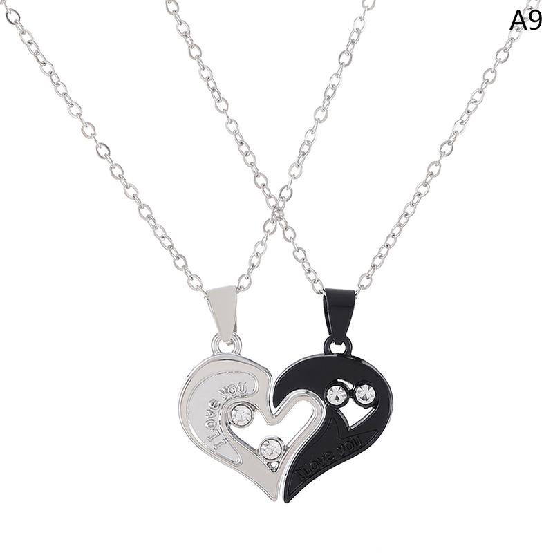 2Pcs Ins Style Heart Rainbow Stitching Necklace  Pendant Alloy Clavicle Chain For Children Best Friend Jewelry Gifts