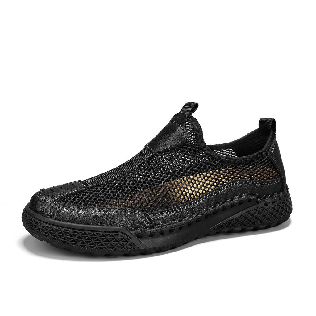 Mesh shoes men's summer explosion one pedal lazy casual shoes men's hollow breathable seam bottom non-slip soft bottom hole shoes