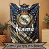 Personalizovaná deka s potiskem Realu Madrid, Vlastní jméno, Domácí dekorace, Ložnice, Pohovka, Kempování, Gauč, Dárky k narozeninám, Vánocům
