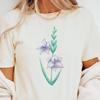 Purple Lily Watercolor Graphic Tee Nature Plant Art Shirt Floral Green Leaves Illustration T Shirt Gift