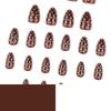 Brown Autumn/Winter White Polka Dot Almond-Shape Wearable Nails - Hot Selling Nail Art Tips