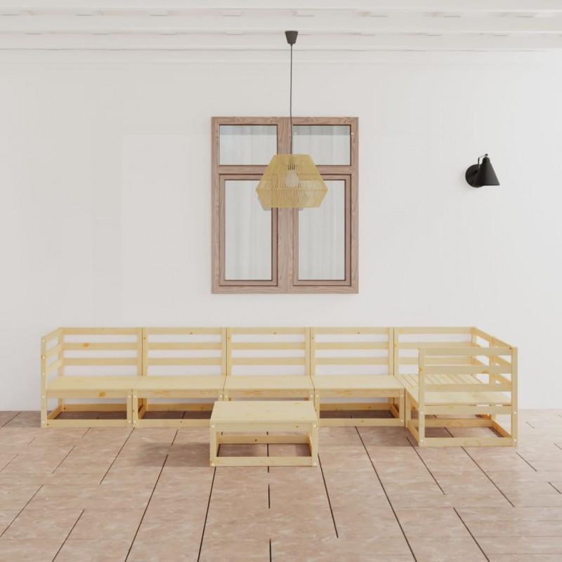 Día y Noche - Día y Noche Juego de muebles de jardín 7 piezas madera maciza de pino