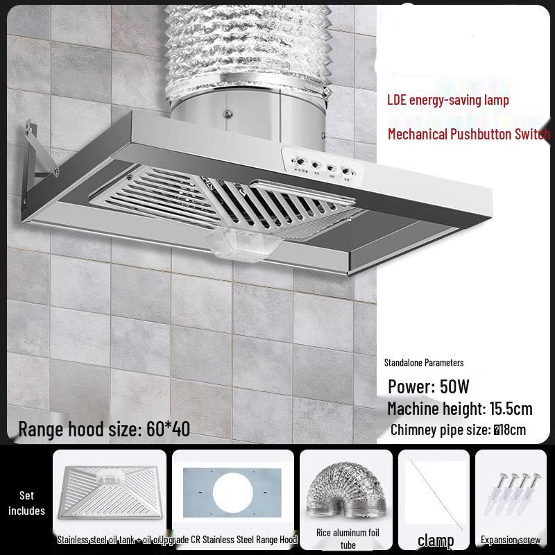 OLOEY 7-inch Stainless Steel Kitchen Exhaust Fan with Light