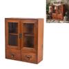 Wooden Desktop Organizers Cabinet with Glass Door for Cosmetics, Stationery, Small Kitchen Items and Decors Use