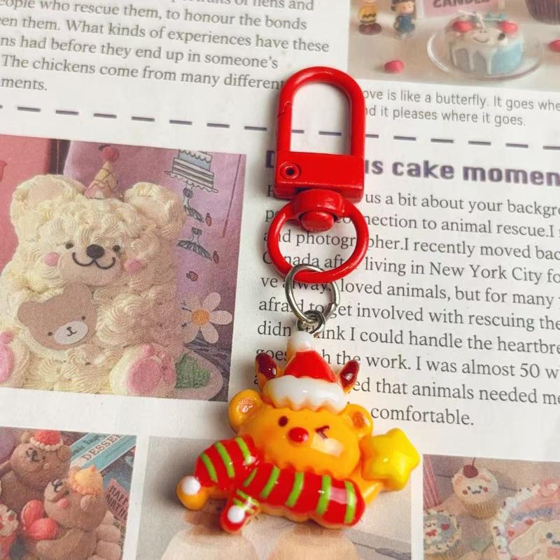 1/6Pcs Cartoon Santa Claus Series Pendant Keychain Cute Student Backpack Pendant Accessory Christmas Party Small Gifts