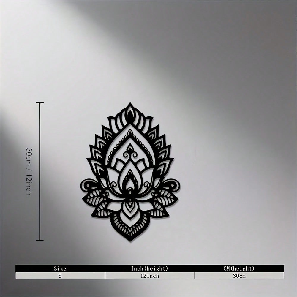 Iron Wall Art Black White Mandala Baroque Style Metal Decor for Indoor Outdoor Home