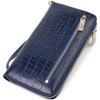 Bequeme Clutch für Damen aus echtem Leder mit Krokodilprägung CANPELLINI 21922 Blau