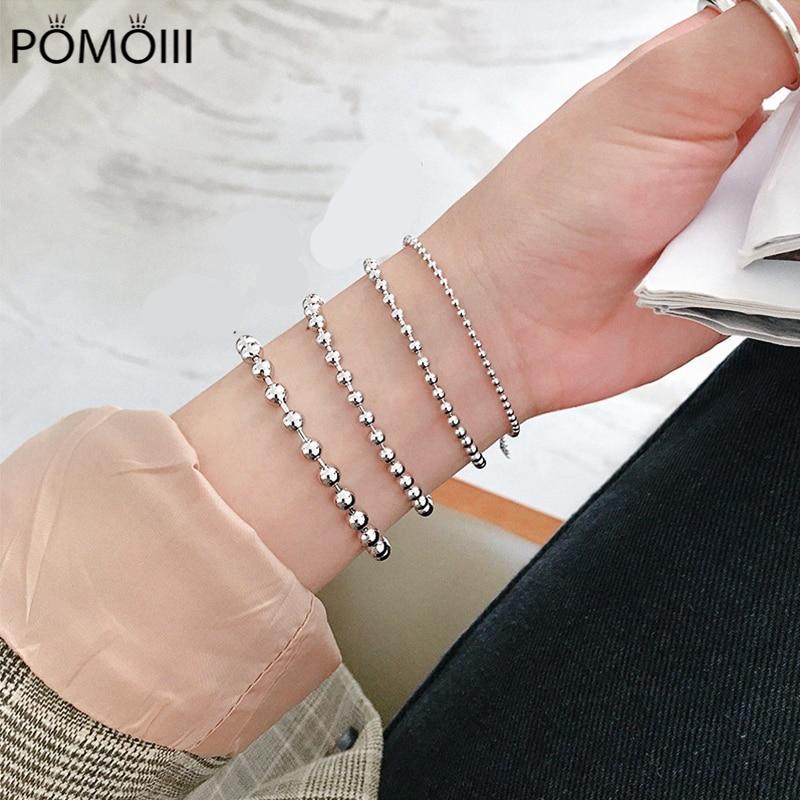 

Браслет-цепочка из серебра 925 пробы с крупными бусинами, 4 мм, 6 мм, 8 мм, 10 мм, для женщин, изящные ювелирные изделия для банкета, годовщины свадьбы /Gagzjqa