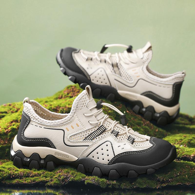 Mesh Schuhe Outdoor Leicht Atmungsaktiv Wanderschuhe Sommer Rutschfest Antikollision Bequeme Sneaker Sportschuhe Mann Leder