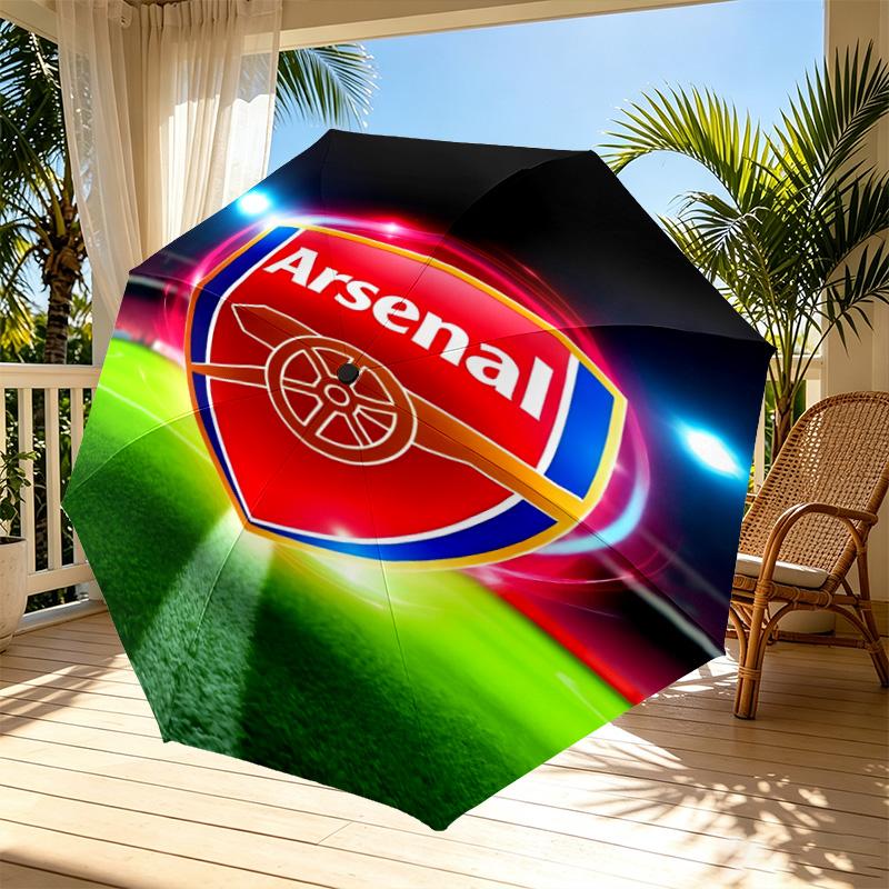 Arsenal F.C Print Automatic Open Close Umbrella, Portable Foldable Umbrella, for Outdoor Commute Camping Trip, Ideal Birthday Gift