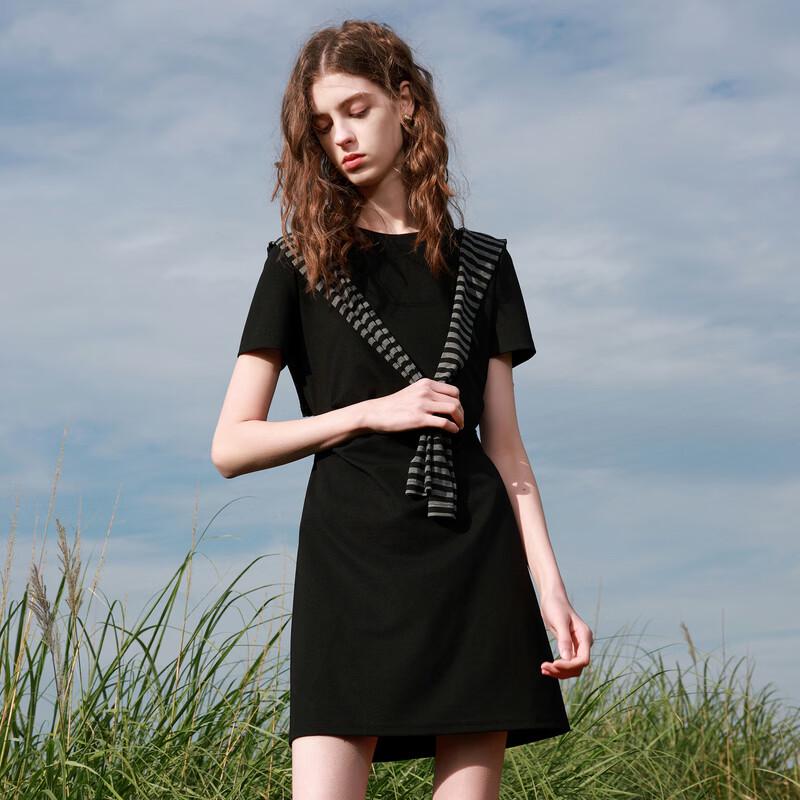 Sancai Women's A-Line Little Black Dress with Shawl