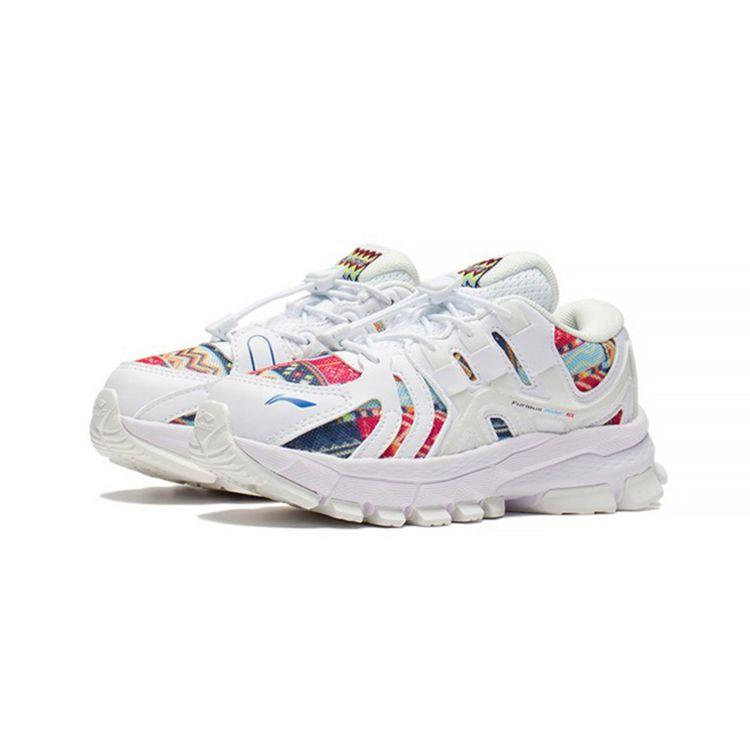 Li Ning Kids Lijun Ace Comfortable Non-Slip Shock Absorbing Wear-Resistant Casual Shoes Kids Casual Shoes White Red YKNS062-1