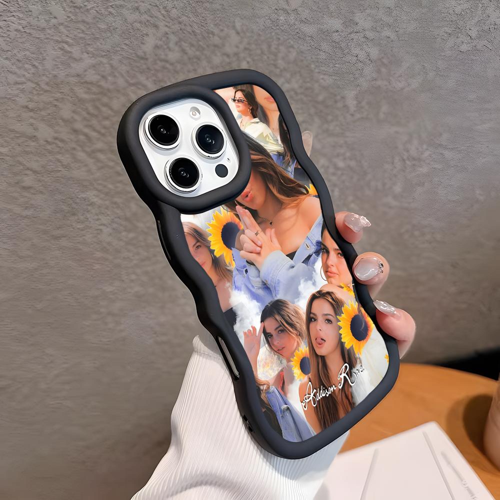 

Addison Rae Mobile Phone Case for iPhone 17 16 15 14 13 12 11 Air Pro Max Plus Wavy Edge TPU Colorful Cover Cover Pretty Luxury iPhone 12 Pro Max
