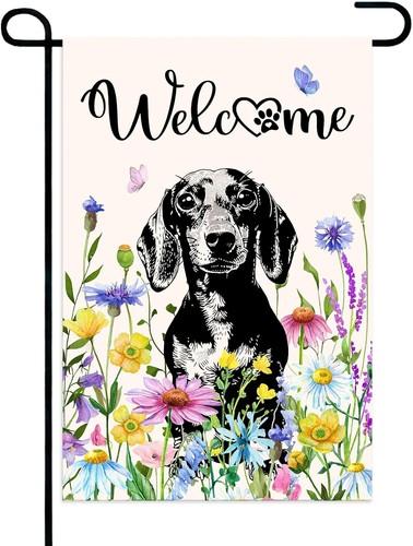 Welcome Summer Dachshund Garden ag for Outside Spring oral Weiner, 12x18 XXQ
