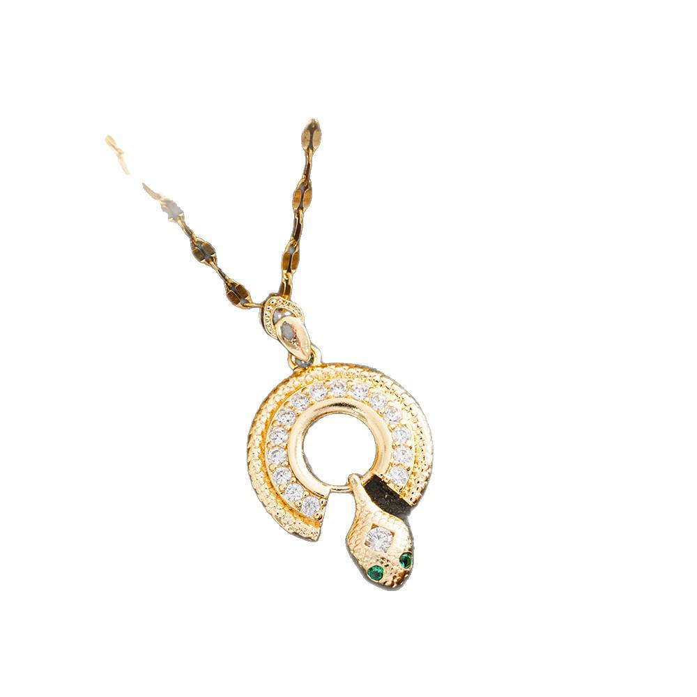 Elegant Diamond Inlaid Titanium Steel Snake Necklace for Women - Shiny Luxury Clavicle Chain