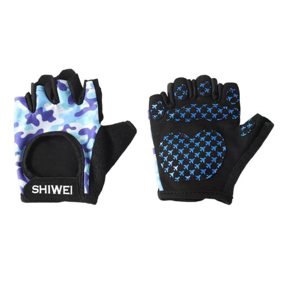 

1 пара детских перчаток с половиной пальца, регулируемые износостойкие нескользящие перчатки для предотвращения травм рук, рыбалки, езды на велосипеде, спортивные перчатки на открытом воздухе XXS синий