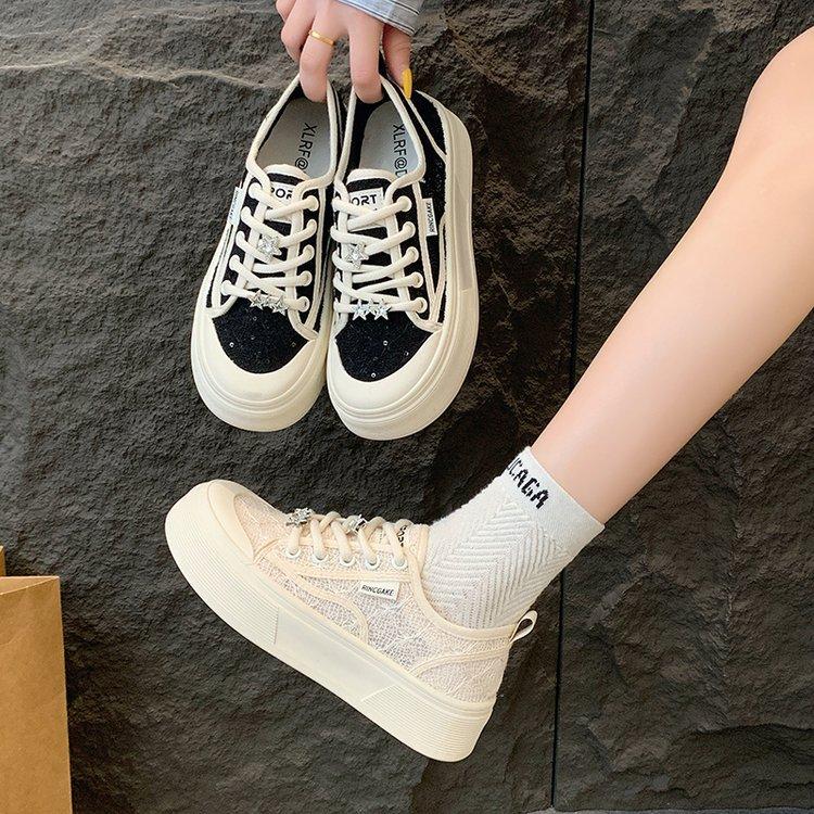 

Mesh breathable non-slip fisherman shoes thick sole heightening summer fashion versatile comfortable lace sports and leisure shoes women 35 чорний