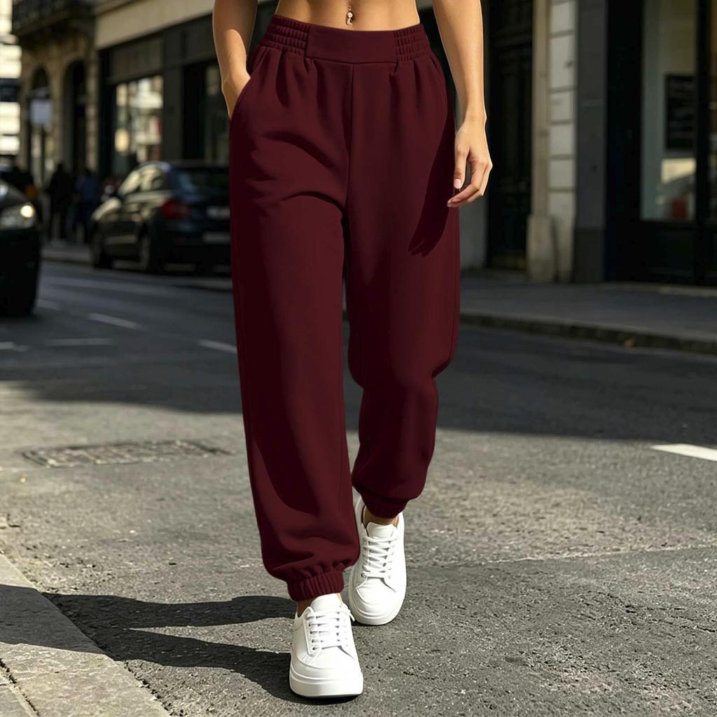 Women's Cotton Loose Fit Wide Leg Pants with Pockets for Casual Daily Wear