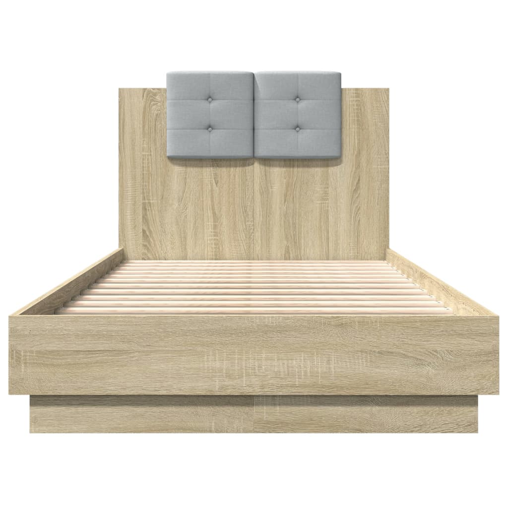 Bed Frame with Headboard and LED Lights Sonoma Oak 75 X 190 Cm