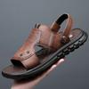 Fashion Men Summer High-quality Sandals and Slippers Men Leather Sandals Adult Thick-soled Beach Shoes Non-slip Open-toe Leather Sandals