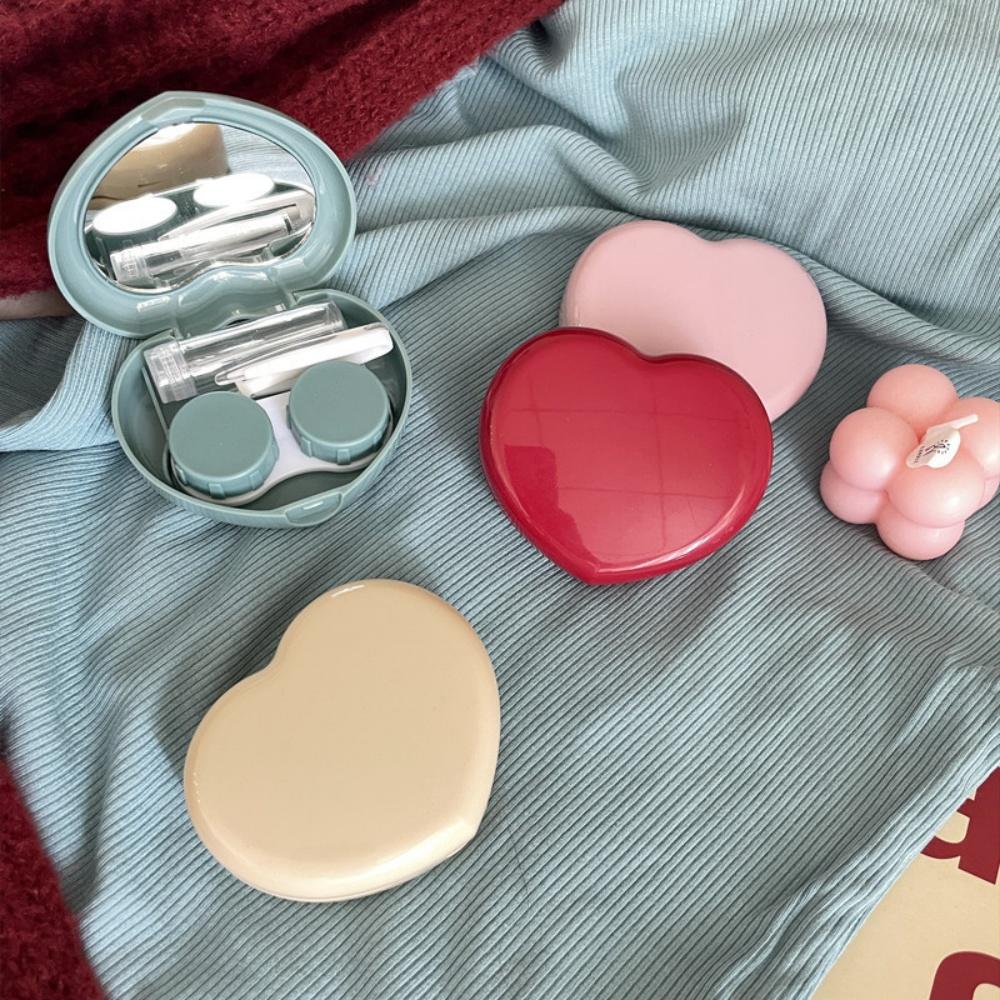 Candy Colored Lens Box Non-Toxic Heart Shaped Contact Lens Case Portable Lens Storage Case Ins For Instagram Enthusiasts Gift