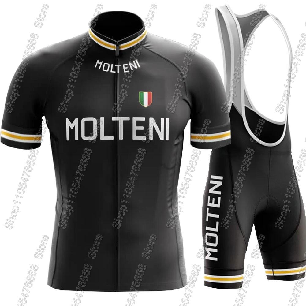 Retro Classic Molteniful-Team Cycling Jersey Set Summer Clothing Kits Men Road Bike Shirt Suit Bicycle Bib Shorts