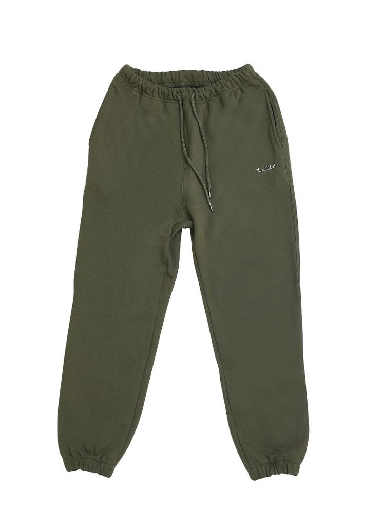 MITTA Heavy Terry Logo Jogger Training Pants - Khaki