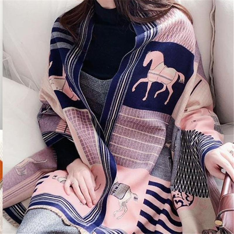 Autumn and Winter European and American Versatile Thickened Warm Scarf Imitation Cashmere Air Conditioning Shawl Light Luxury Style Scarf