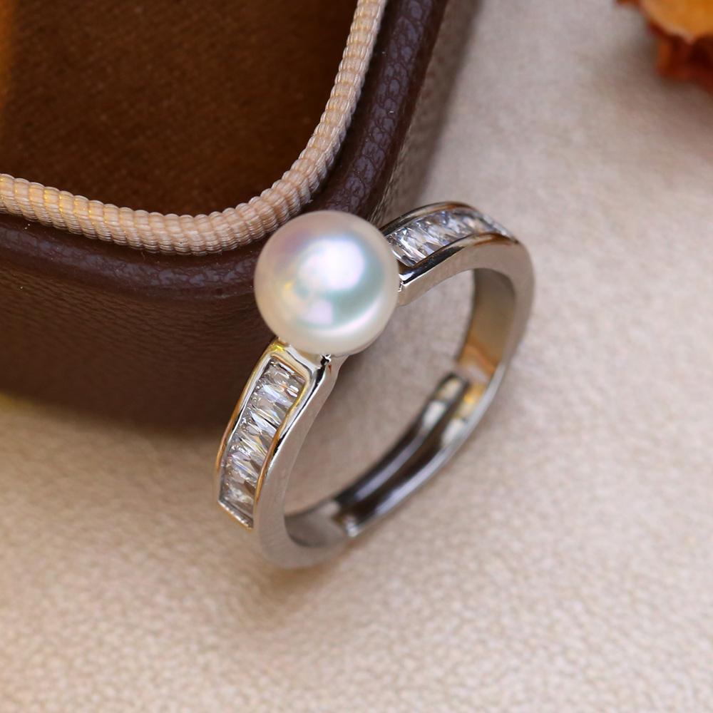 Natural Freshwater Pearl Rings For Women Fashion Female Ring Pearl Jewelry Adjustable Ring