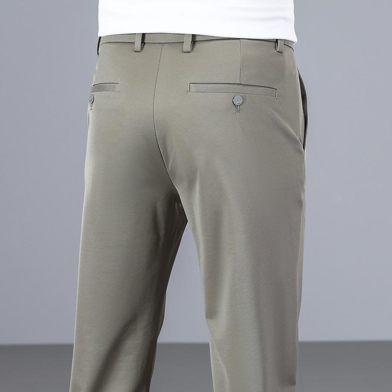 Summer mulberry silk high elastic casual pants youth versatile straight slim casual pants men's thin comfortable casual pants men's