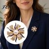 Decorative Lapel Pin Oil Dripping Rhinestone Flower Brooch, Faux Pearl Pin, Everyday Wear Brooch Sweater Cardigan Coat Clothing Accessories,