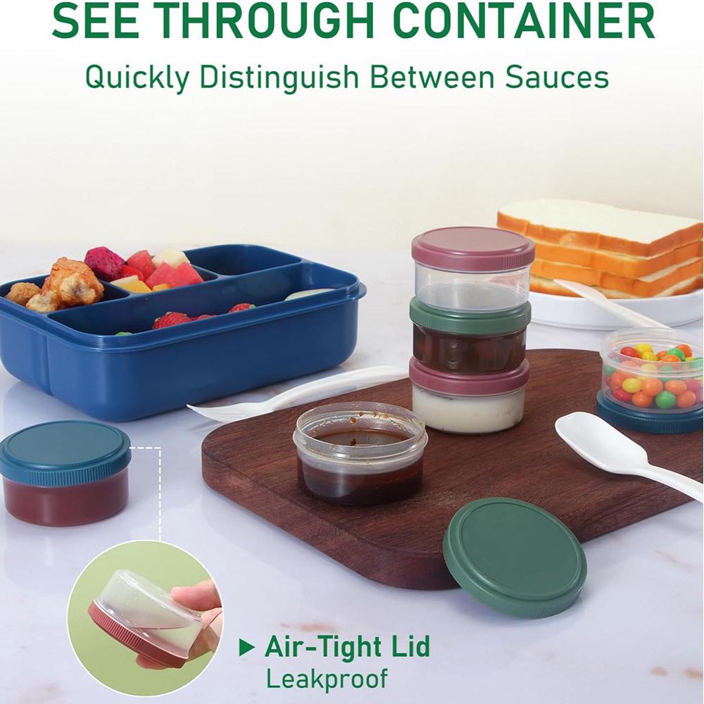 6pcs Salad Dressing Container with Leakproof Lids For Picnics and Travel
