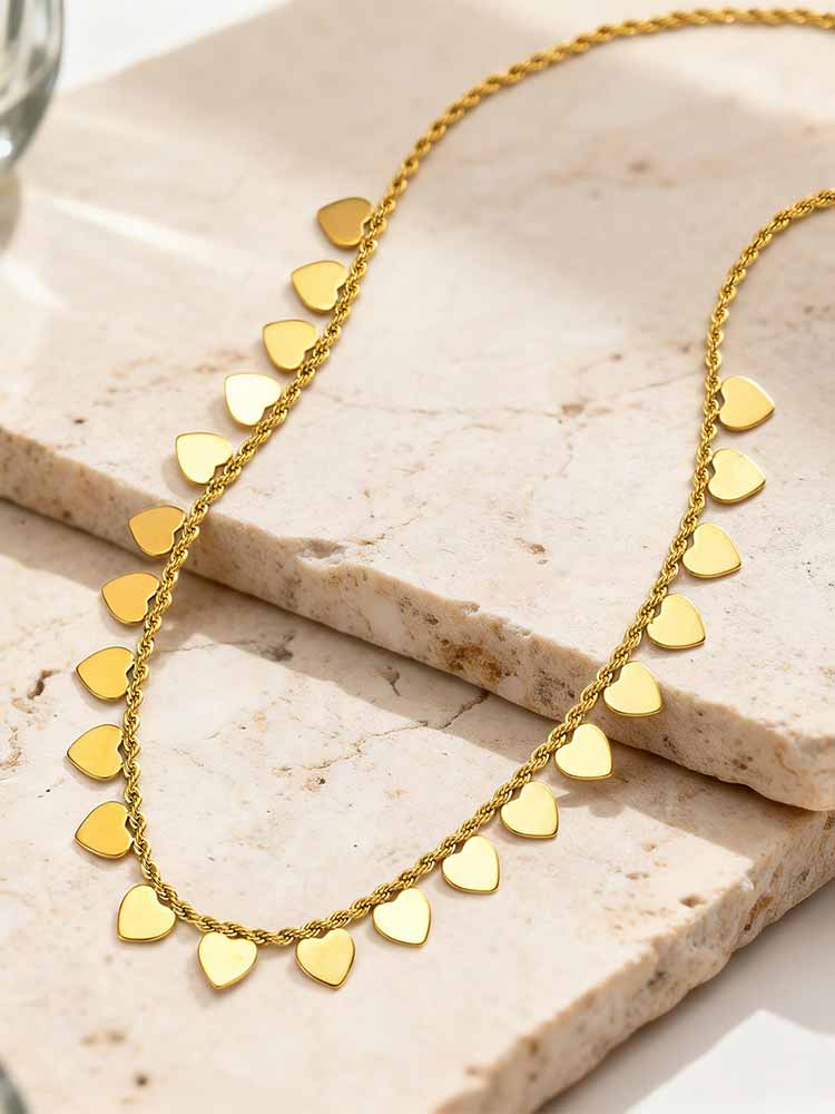 Waterproof Stainless Steel Necklace Gold Layered Geometric Choker Hypoallergenic Women's Fashion Jewelry