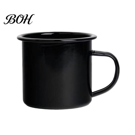 Durable Steel Water Cup Enamel Coffee Mug with Handle, Retro Style Cup, Smooth Lead Free Drinking Vessel Surface Portable for Hot Tea And Milk Outdoor