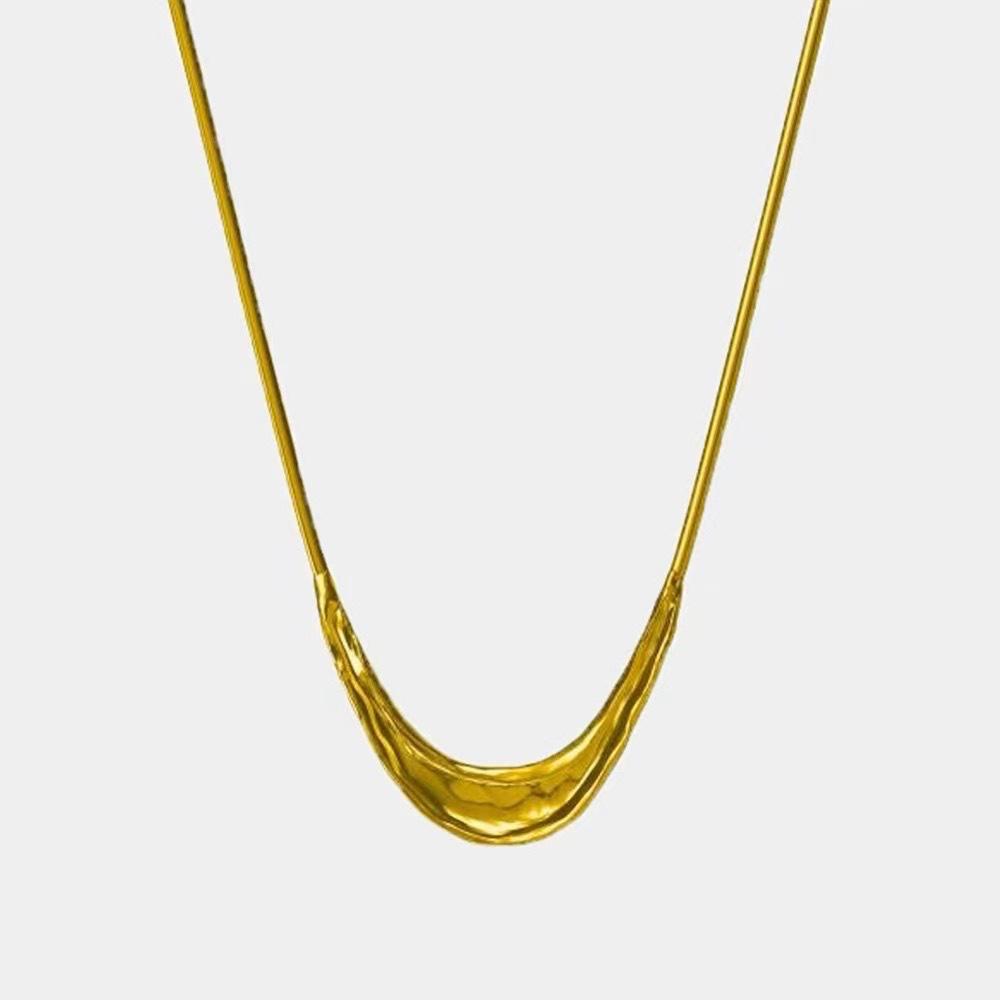 

Женское кованое U-образное ожерелье со смайликом — минималистичный дизайн, универсальная длинная подвеска для повседневного ношения