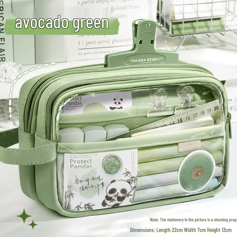ShuXing Panda Transparent Large Capacity Pencil Case