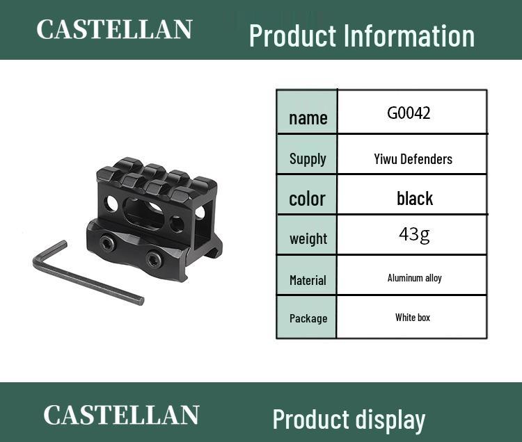3-Slot Elevated 20mm Aluminum Alloy Guide Rail Bracket, T1 Aiming.