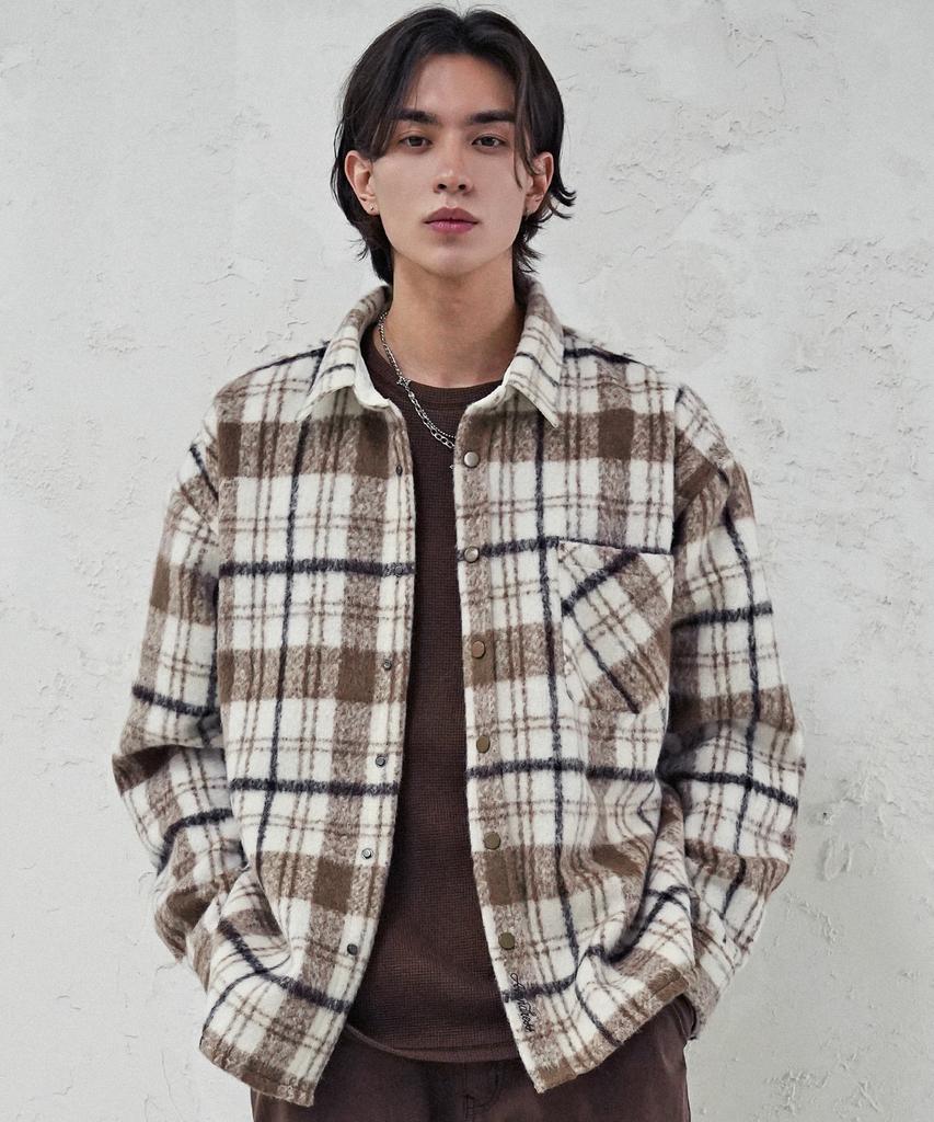 Avandress Albert Overfit Check Shirt Jacket Pink