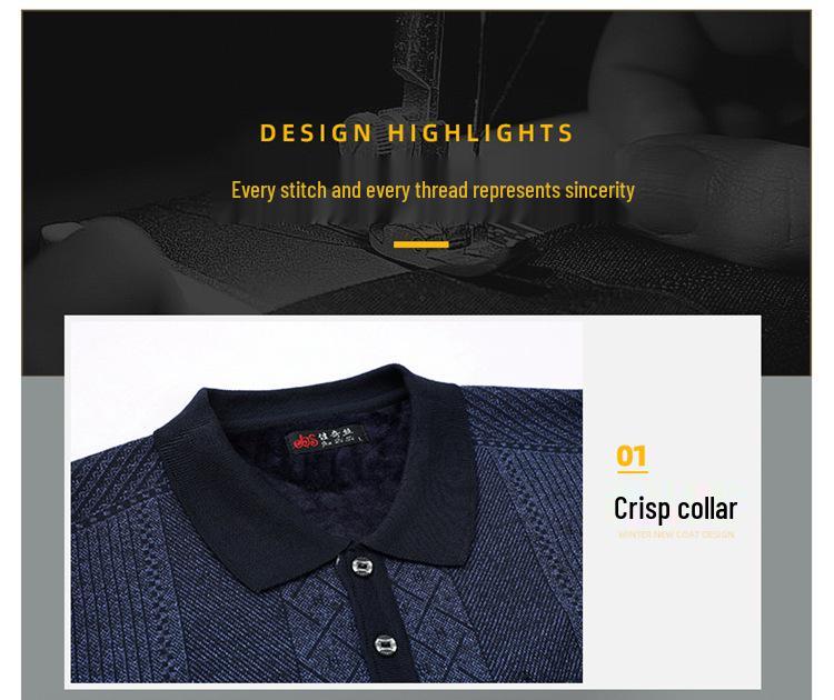 Men's Plus Velvet Sweater for Winter - Warm Knitwear for Middle-Aged and Elderly