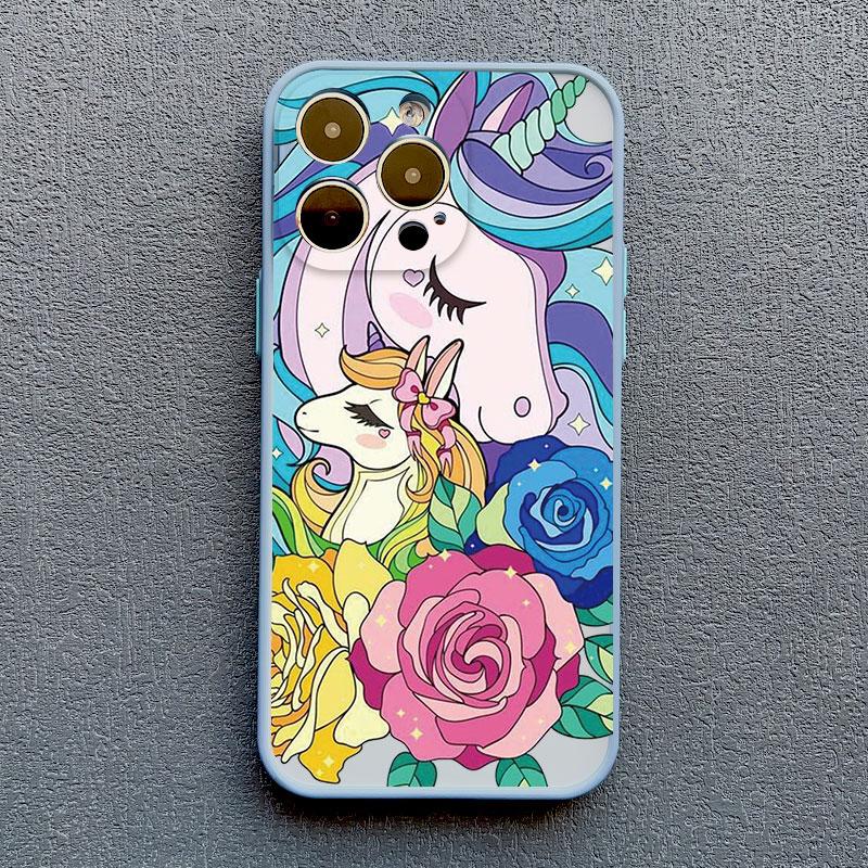 Cartoon Unicorn Phone Case For iPhone 12 13 Pro Max Mini XR XS X 8 7 Plus Back Cover For iPhone 11 14 Pro Max Shockproof Shells