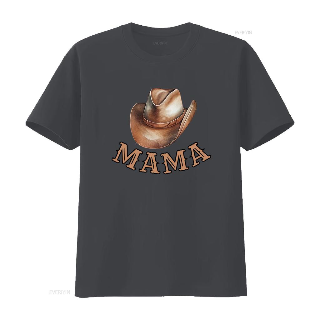 Vintage Western Cowboy Hat Mama Lettering Print Casual T Shirt Vintage Washed Slightly Versatile Graphic Unisex Stylish