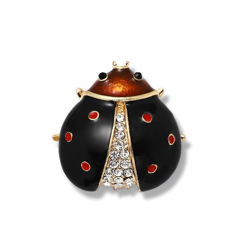 SKEDS Fashion Cute Ladybug Rhinestone Brooches For Women's Men's Clothing Insect Metal Enamel Pins Banquet Brooch Jewelry Gift