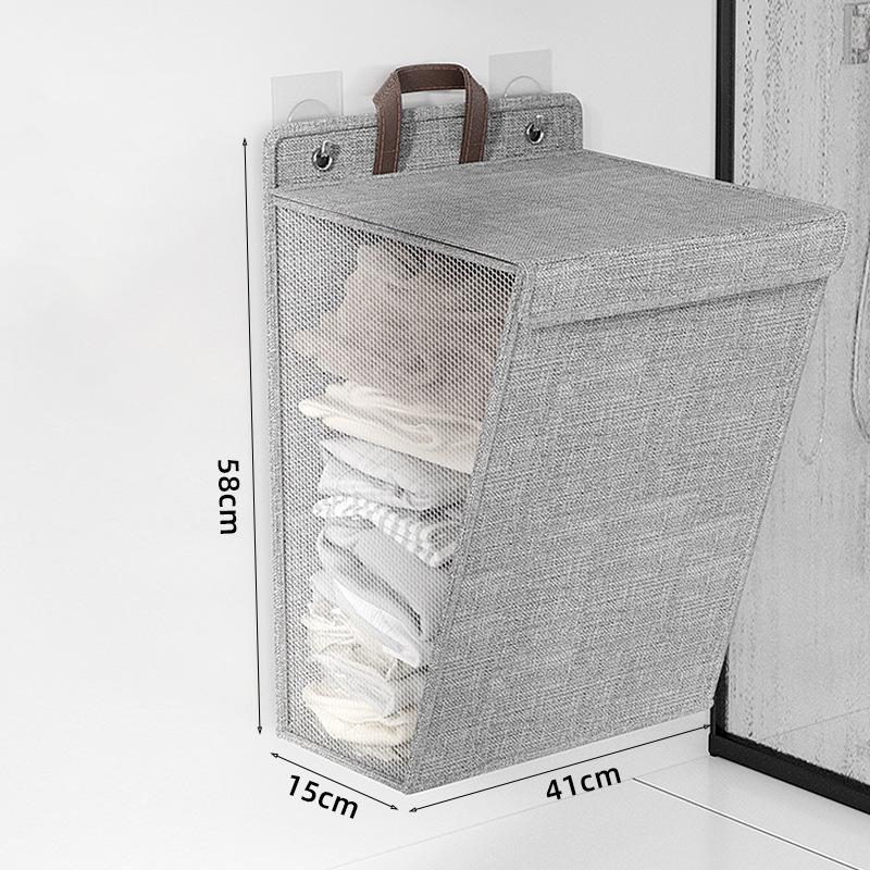 Foldable Laundry Hamper Space-saving Wall Mounted Dirty Clothes Organizer with Handles Multi-purpose Storage Bag for Household