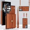 Lanyard Leather Wallet Phone Case for Samsung Galaxy S25 S24 Plus S23 FE S22 Ultra S21 S20 S10 Note 20 Flip Stand Cover Back Bag