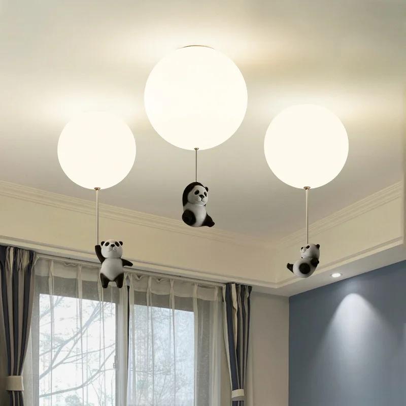Cartoon Bear Baby Led Chandeliers Balloon Lights Children Bedroom Living Dining Room Pendant Hanging Lightings Designer Lamps
