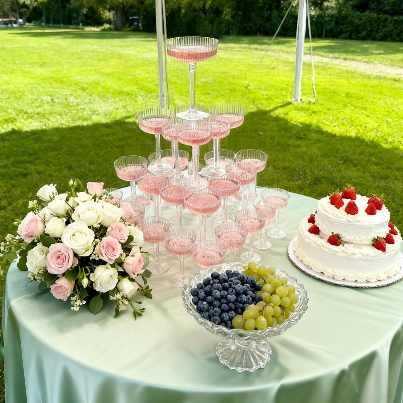 10Pcs Lightweight Transparent Plastic Martini Glasses Dessert Cups Toasting Flutes for Wedding Cocktail Night Event