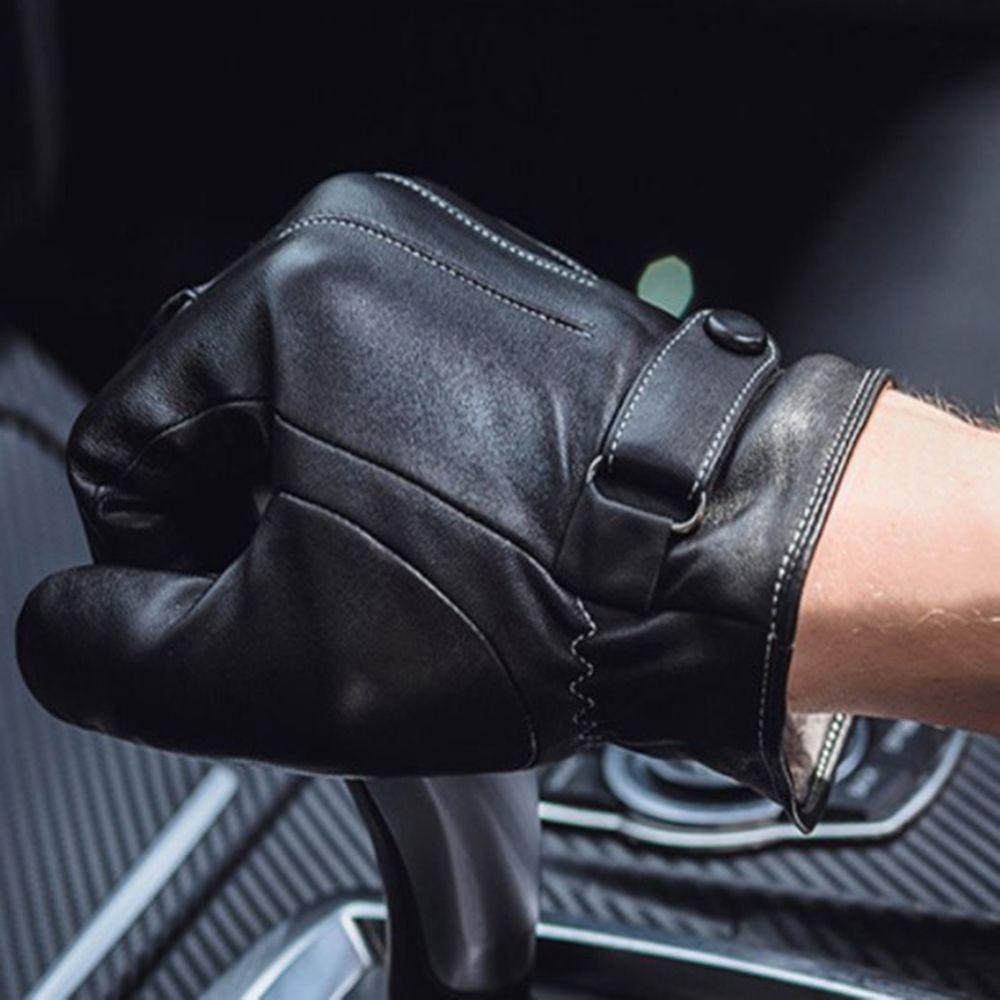 New Winter Warm Arm Warmer Leather Gloves Men Accessories Touch Screen Full Finger Mittens